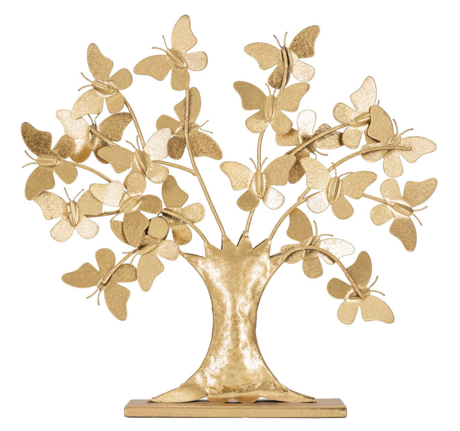 Decoración Flor de Madera Dorada (Escultura Moderna)
