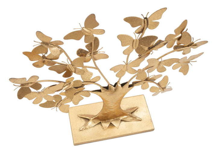 Decoración Flor de Madera Dorada (Escultura Moderna)