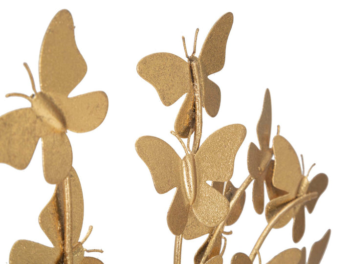 Decoración Flor de Madera Dorada (Escultura Moderna)