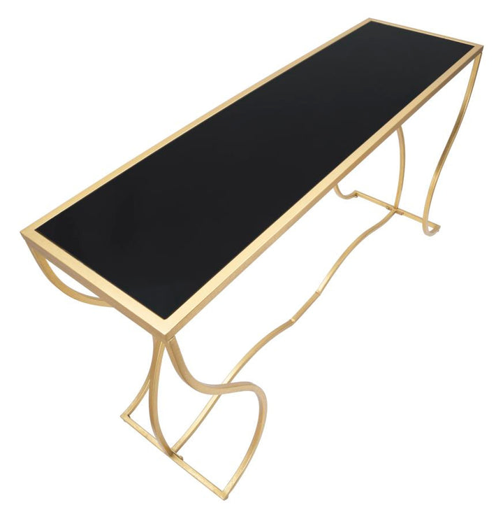Mesa Consola de Metal y Cristal en Oro y Negro