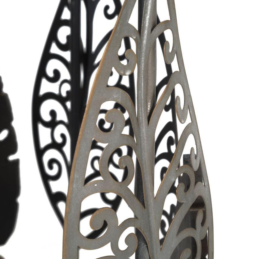 Juego de 2 Mesitas de Metal y Cristal con Diseño de Hojas