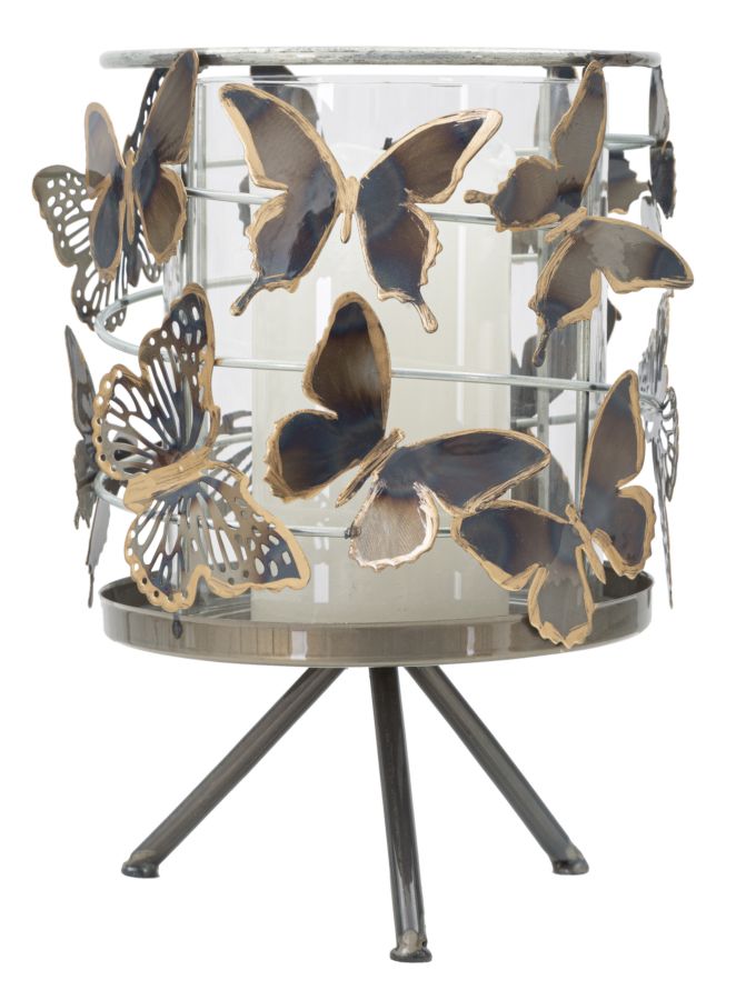 Portavelas Redondo Mariposa Metal