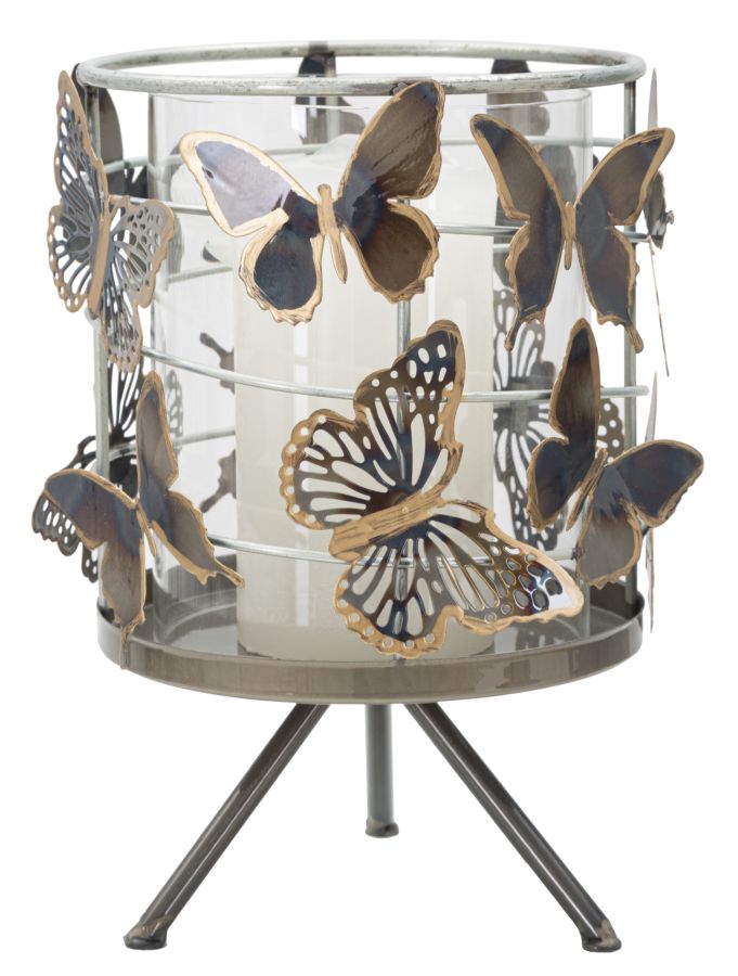 Portavelas Redondo Mariposa Metal