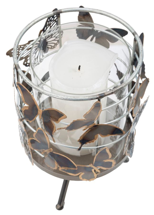 Portavelas Redondo Mariposa Metal