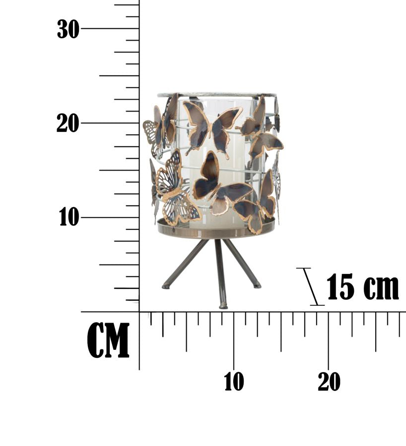 Portavelas Redondo Mariposa Metal