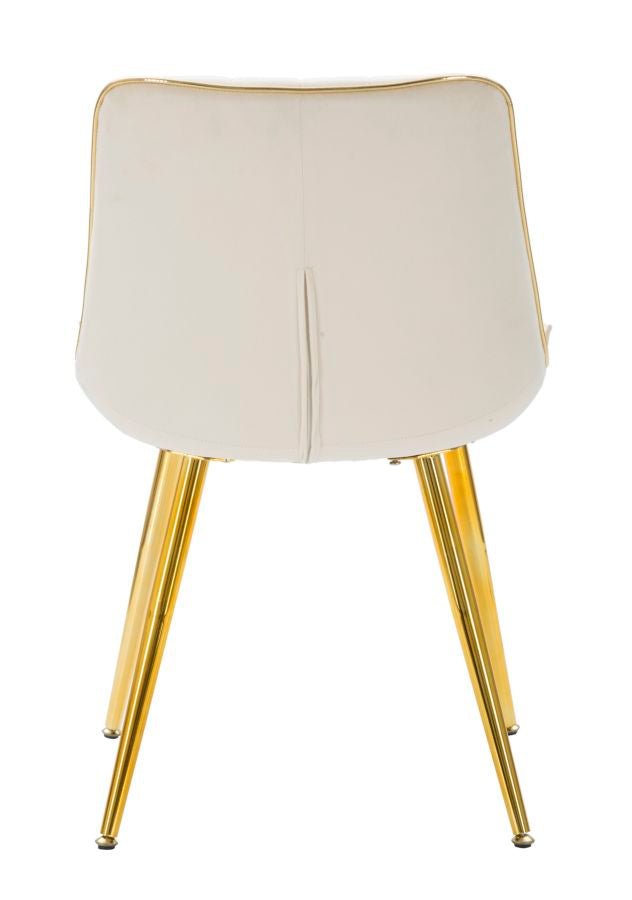 Silla Tapizada Crema con Patas de Metal Dorado