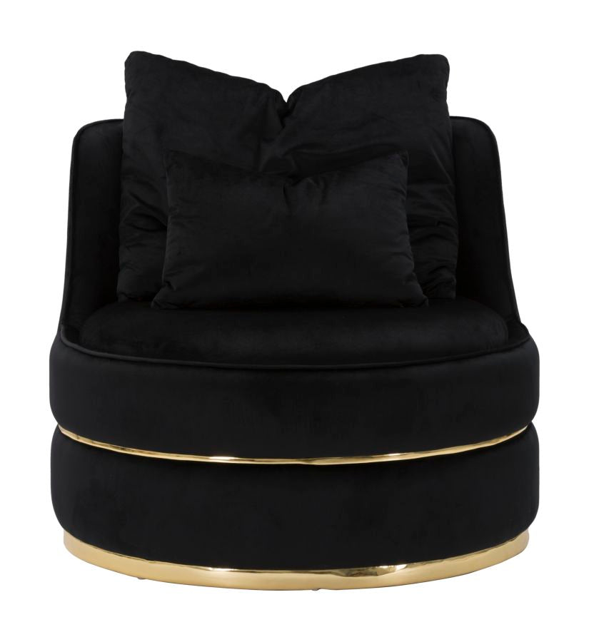 Sillón giratorio de terciopelo negro con base dorada – Paris Space sillón de acento