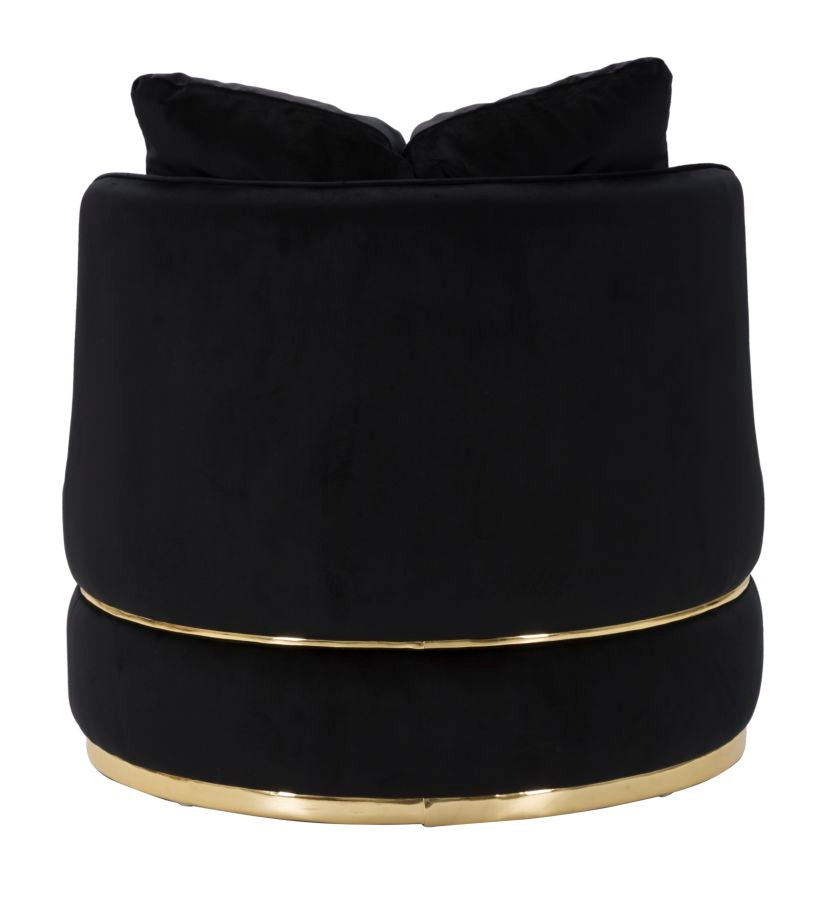 Sillón giratorio de terciopelo negro con base dorada – Paris Space sillón de acento