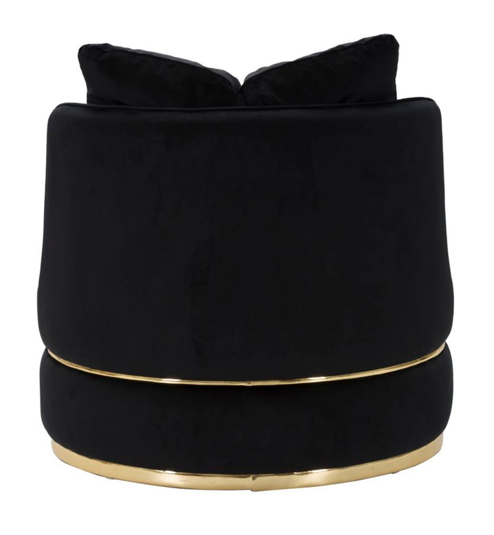 Sillón giratorio de terciopelo negro con base dorada – Paris Space sillón de acento