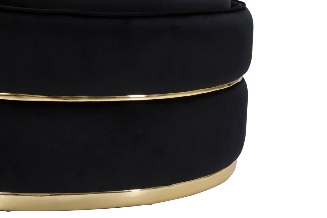 Sillón giratorio de terciopelo negro con base dorada – Paris Space sillón de acento