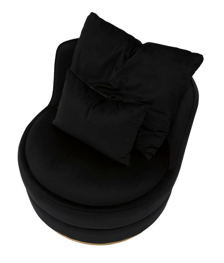 Sillón giratorio de terciopelo negro con base dorada – Paris Space sillón de acento