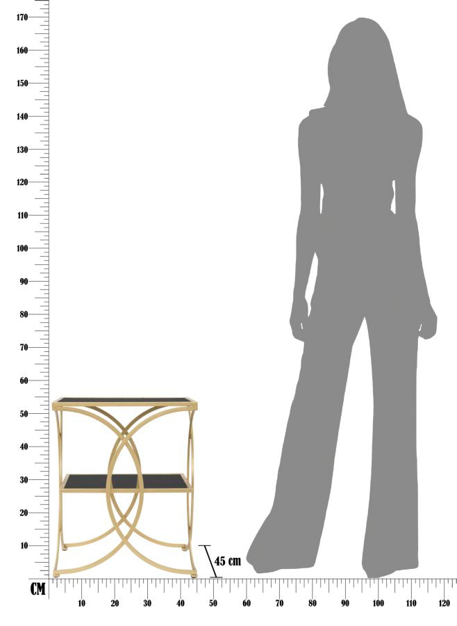 Mesa Cuadrada de Metal y Cristal Dorada y Negra