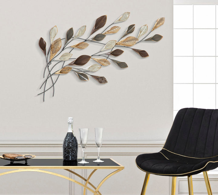 Decoración de Pared con Hojas Flotantes de Metal