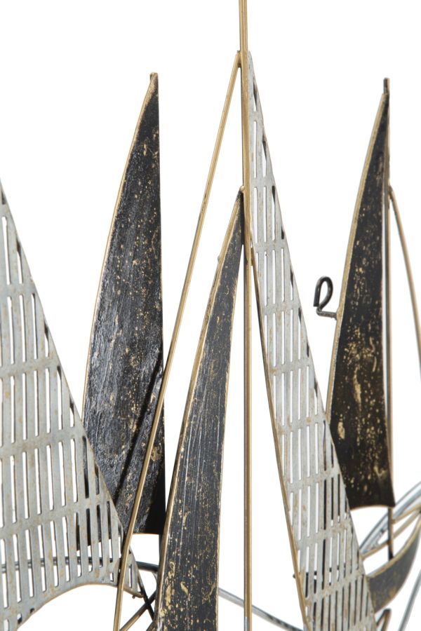 Decoración de pared en forma de velero de metal