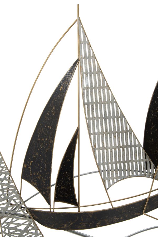 Decoración de pared en forma de velero de metal
