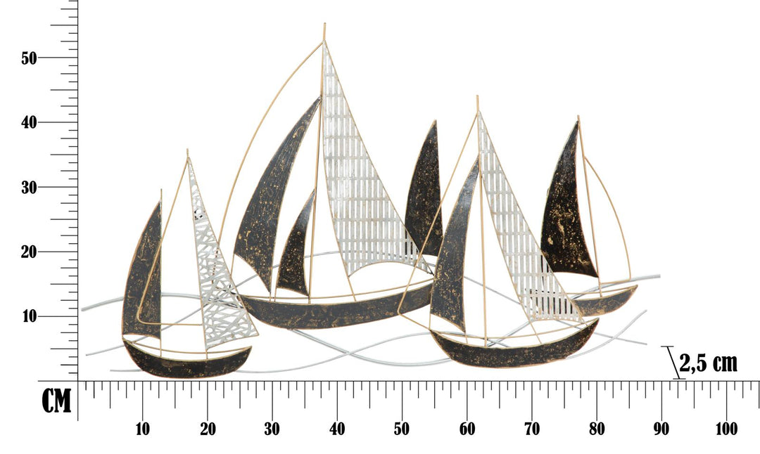 Decoración de pared en forma de velero de metal