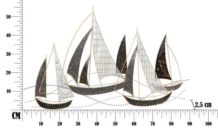 Decoración de pared en forma de velero de metal