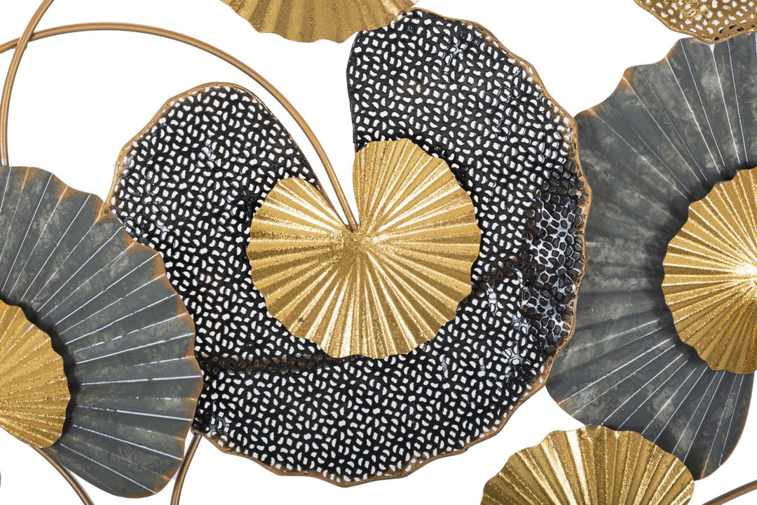 Decoración de Pared Ramo de Hojas Doradas y Negras (Escultura Moderna)