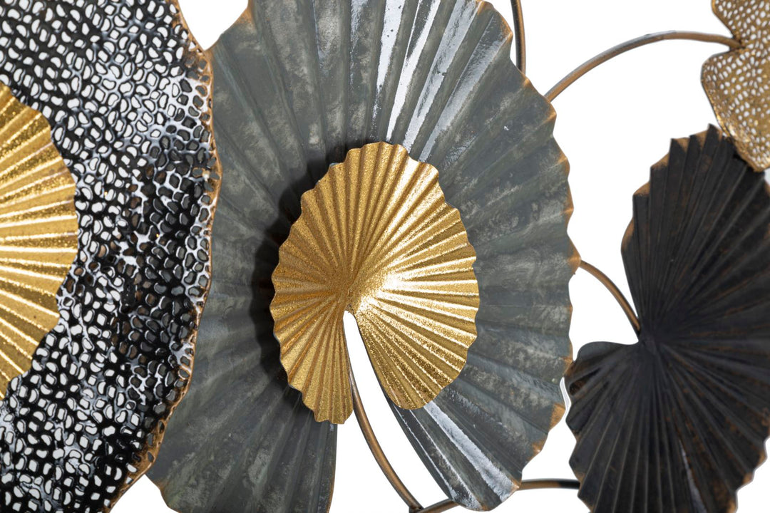 Decoración de Pared Ramo de Hojas Doradas y Negras (Escultura Moderna)