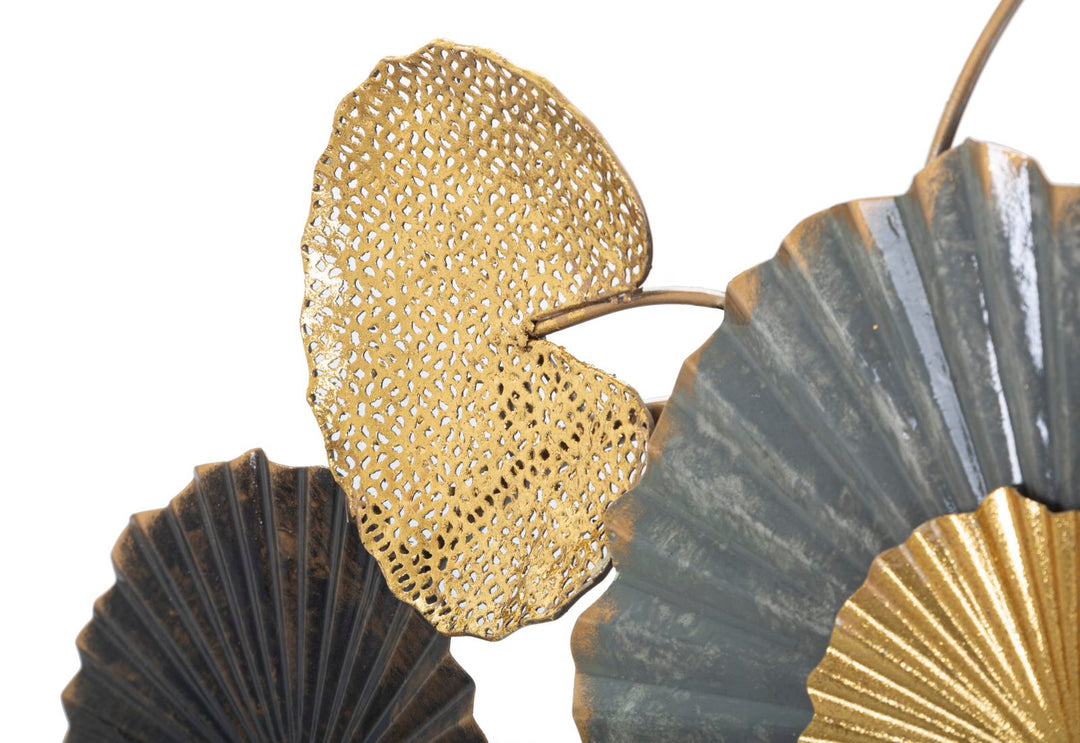 Decoración de Pared Ramo de Hojas Doradas y Negras (Escultura Moderna)