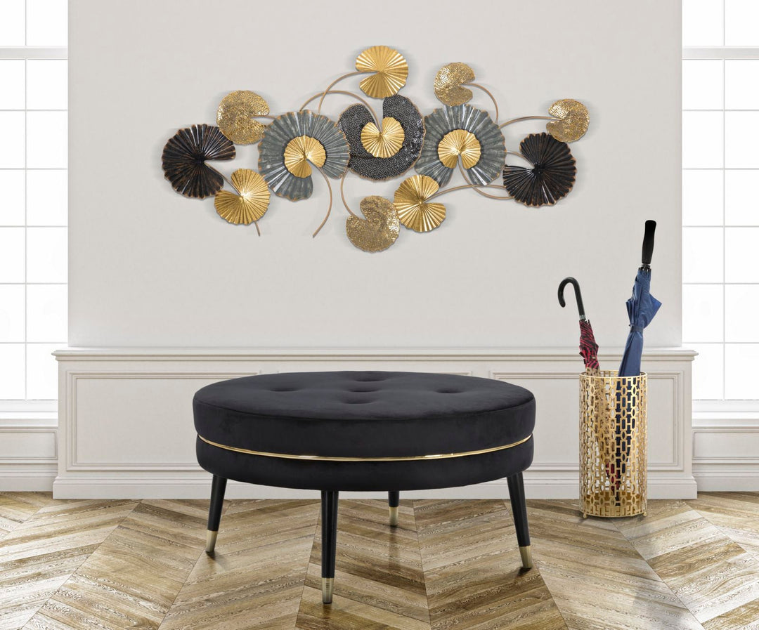 Decoración de Pared Ramo de Hojas Doradas y Negras (Escultura Moderna)