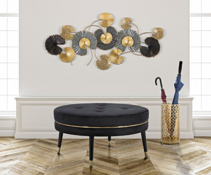 Decoración de Pared Ramo de Hojas Doradas y Negras (Escultura Moderna)