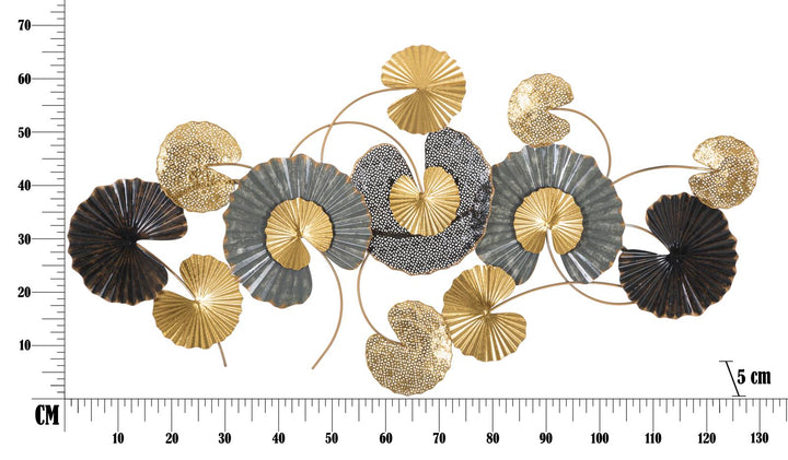 Decoración de Pared Ramo de Hojas Doradas y Negras (Escultura Moderna)