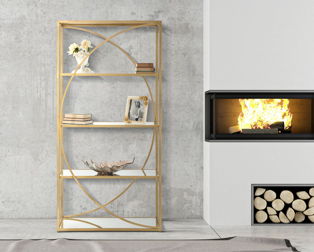 Estantería de metal dorado – Glamy librería moderna