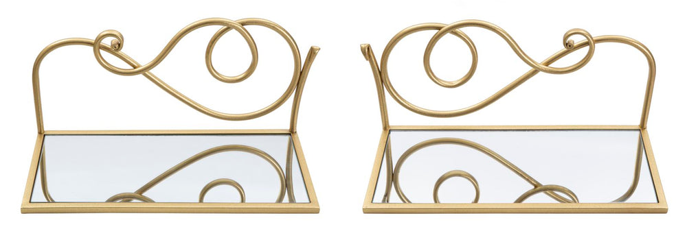 Estantería de Pared en Metal y Cristal Dorado