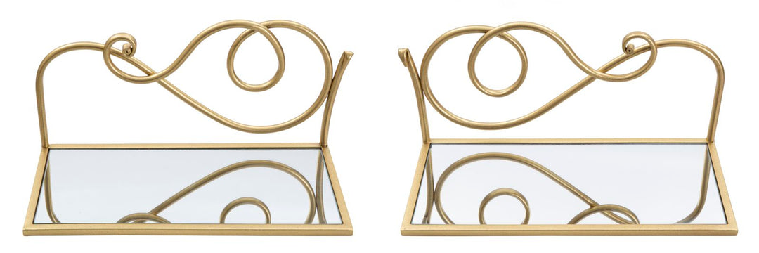 Estantería de Pared en Metal y Cristal Dorado