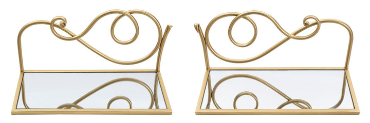 Estantería de Pared en Metal y Cristal Dorado