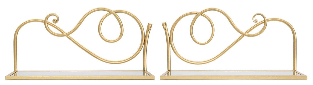 Estantería de Pared en Metal y Cristal Dorado