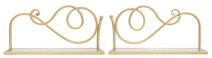 Estantería de Pared en Metal y Cristal Dorado