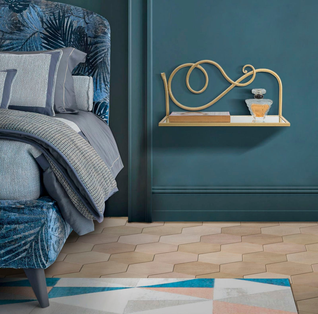 Estantería de Pared en Metal y Cristal Dorado