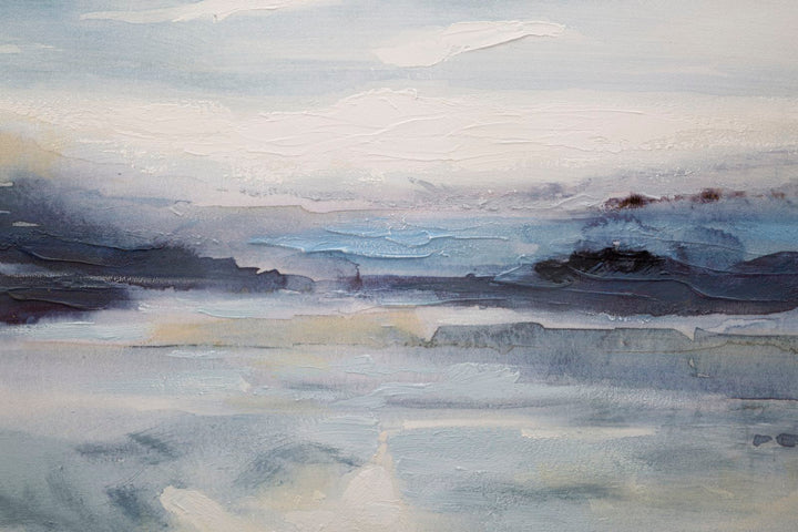 Pintura Abstracta Paisaje Azul Gris