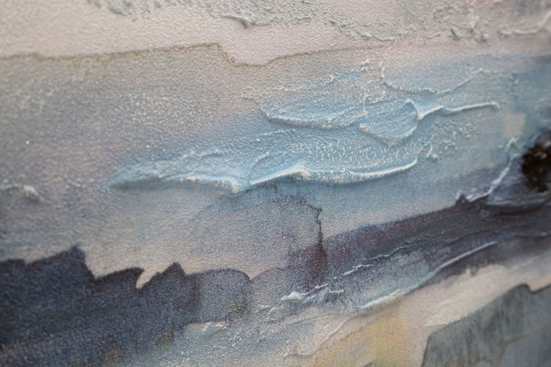 Pintura Abstracta Paisaje Azul Gris