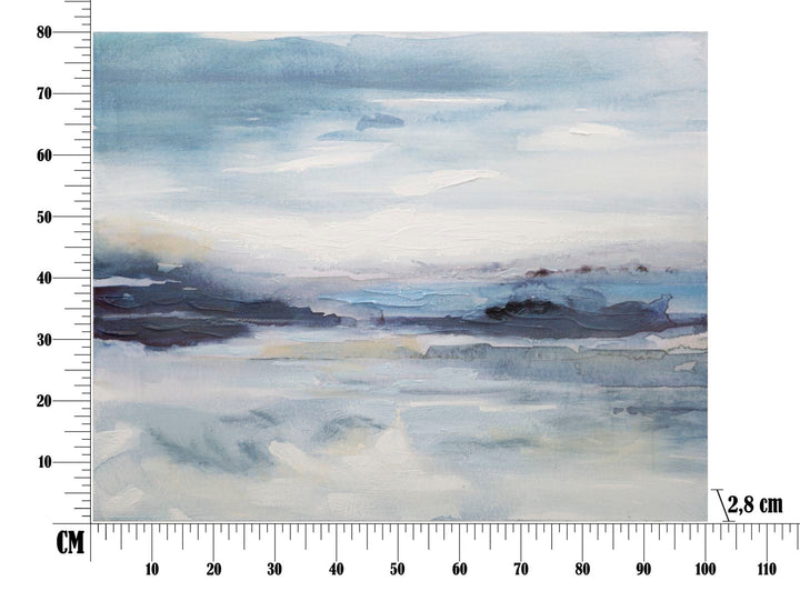 Pintura Abstracta Paisaje Azul Gris