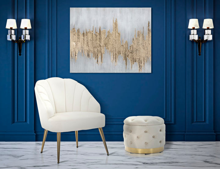 Mural Abstracto Oro y Blanco