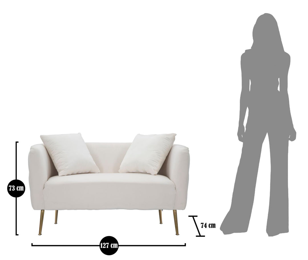 Sofá de terciopelo crema – Bucarest tapizado con brazos