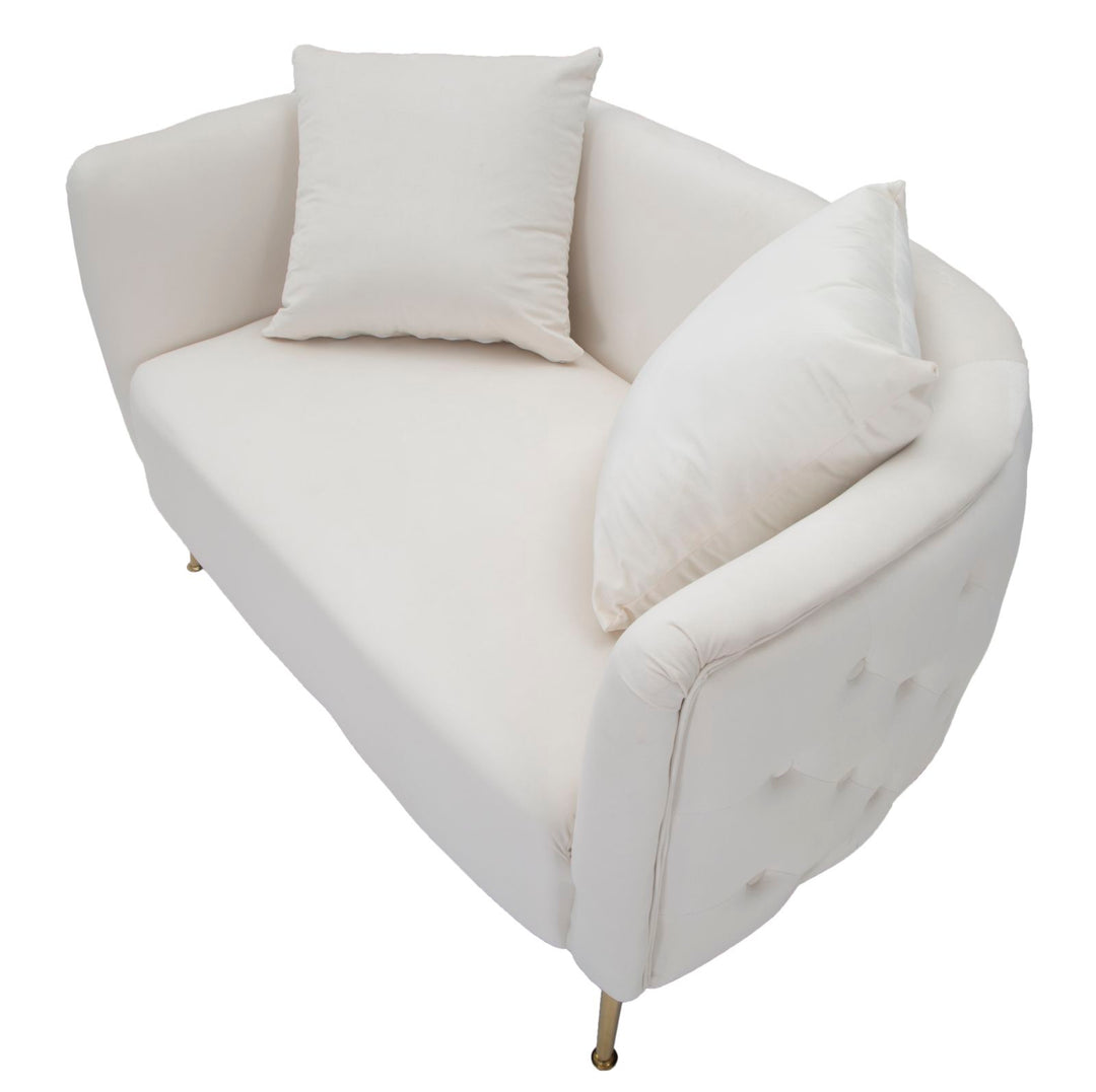 Sofá de terciopelo crema – Bucarest tapizado con brazos