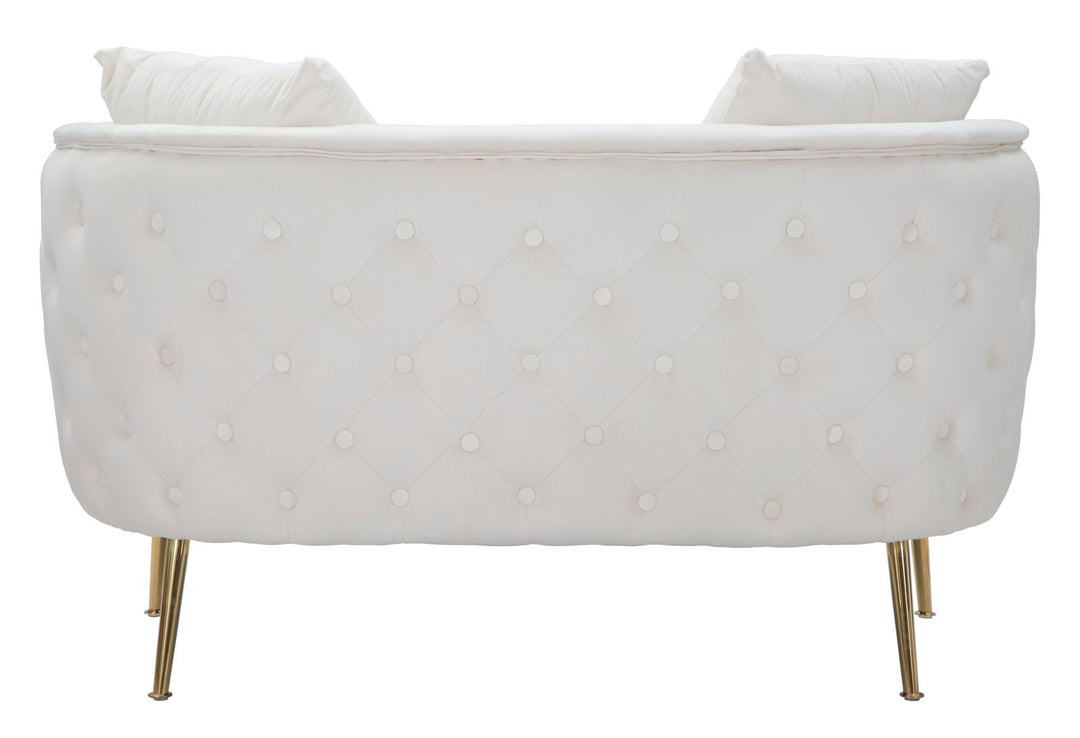 Sofá de terciopelo crema – Bucarest tapizado con brazos