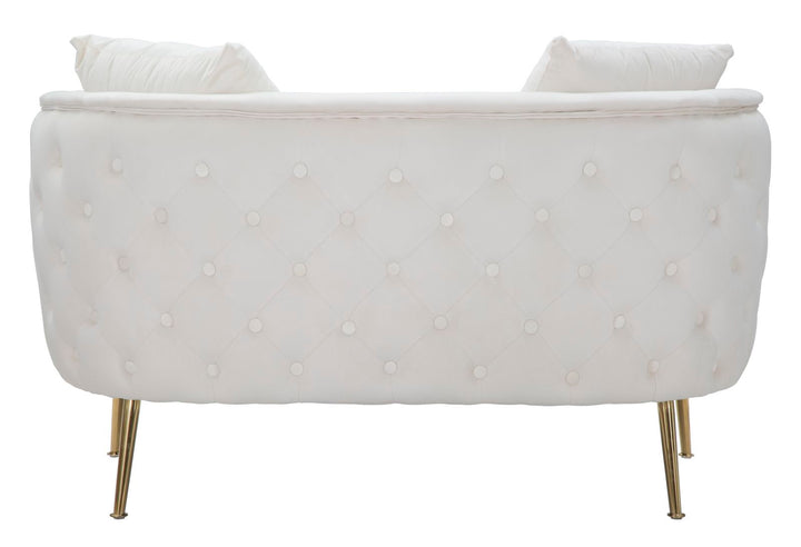 Sofá de terciopelo crema – Bucarest tapizado con brazos