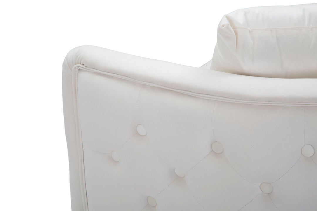 Sofá de terciopelo crema – Bucarest tapizado con brazos