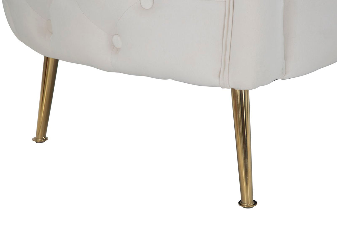 Sofá de terciopelo crema – Bucarest tapizado con brazos