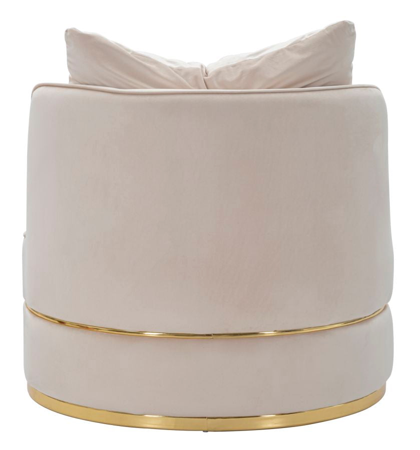 Sillón giratorio de terciopelo crema con base dorada – Paris Space sillón de acento