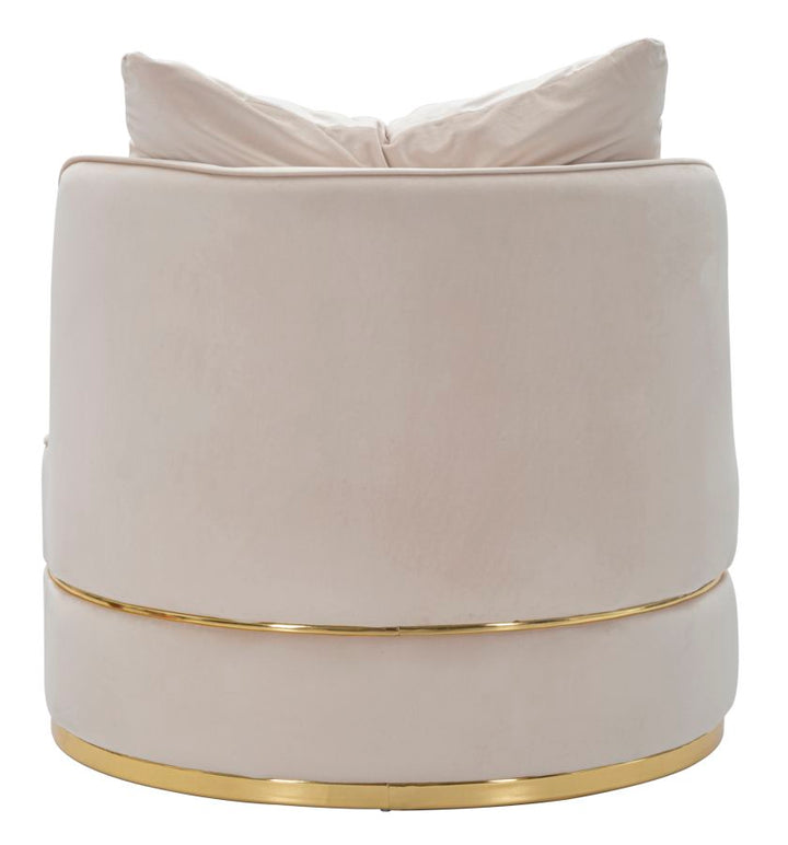 Sillón giratorio de terciopelo crema con base dorada – Paris Space sillón de acento