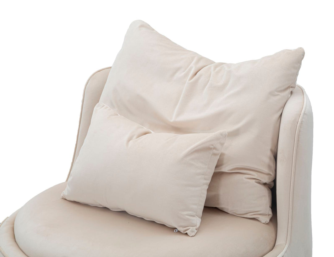 Sillón giratorio de terciopelo crema con base dorada – Paris Space sillón de acento