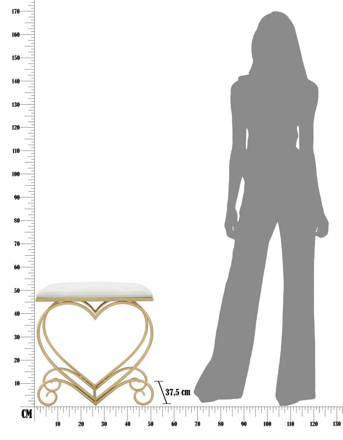 Asiento Crema con Patas Doradas en Forma de Corazón