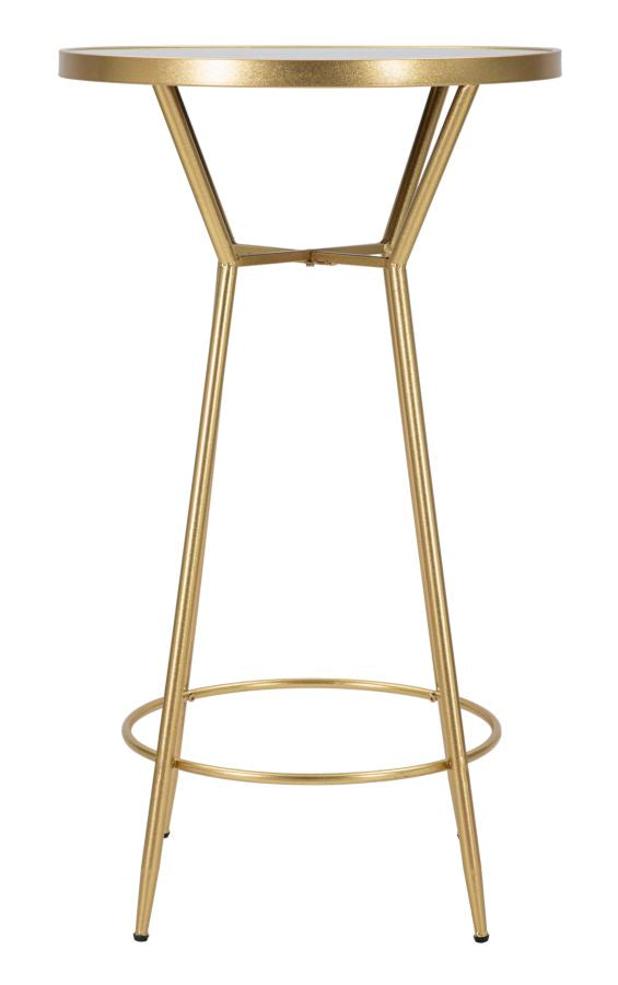 Mesa Redonda de Metal y Cristal Dorada