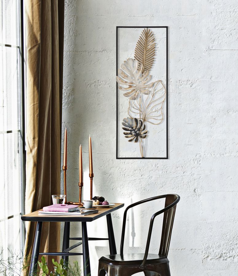 Marco Metálico Tropical con Diseño de Hojas para Decoración de Pared